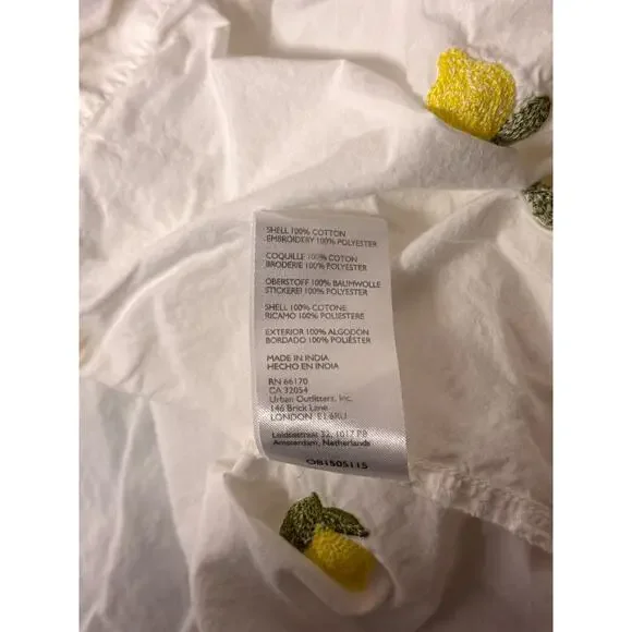 Anthropologie Shirt Medium Womens Maeve White Lemon Embroidered Button Down - Picture 8 of 8